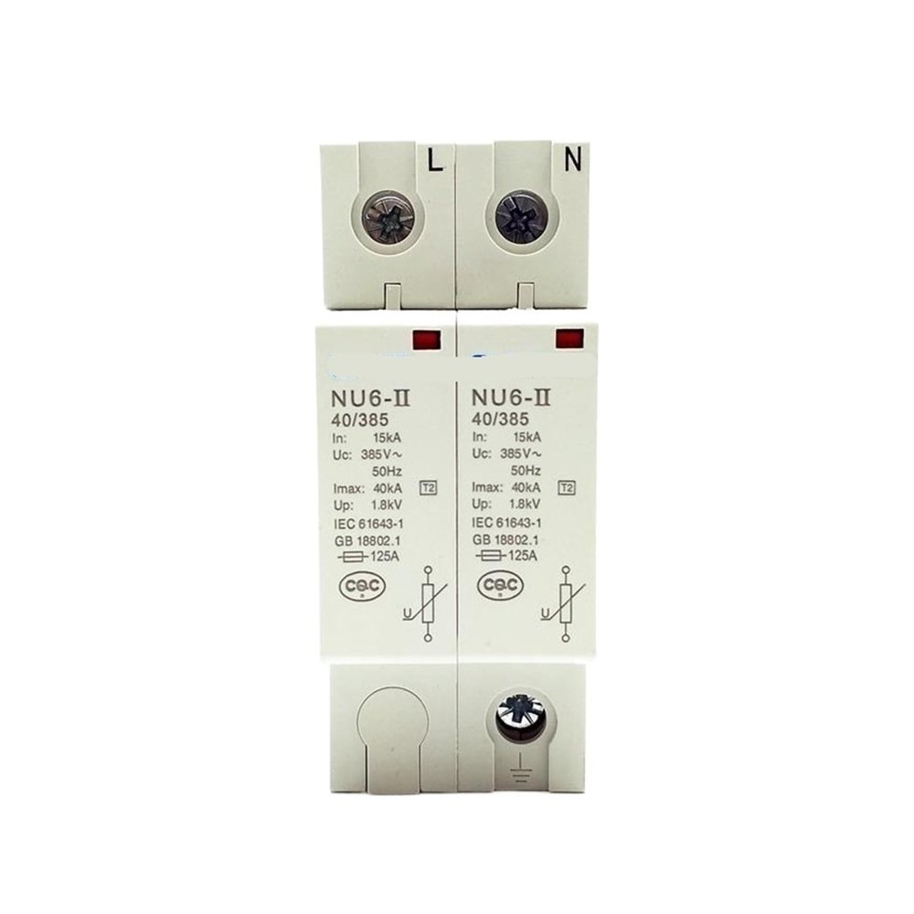 1Pcs NU6-II 2P 15-40KA 275V Low-Voltage Surge Arrestor NU6-II 2P 15-40KA 385V Surge Protector(NU6-II 2P 385V)