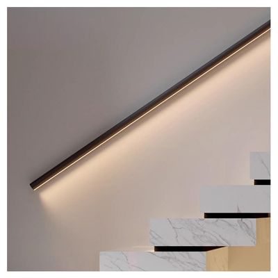 Sxlawesom Aluminum Handrail with Light LED Stair Handrail Grab Bar Wall Mounted Handrail Safety Hand Rail Indoor Outdoor Stair Hand Railing(Black,19.7"/0.5m)