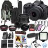 Canon EOS R100 24.2MP APS-C CMOS Sensor Mirrorless Camera with 18-45mm Lens + Sling Backpack + 128GB Extreme Speed Memory Card + Video Light + Microphone + More (Pro Video Bundle) (Renewed), Black view 1
