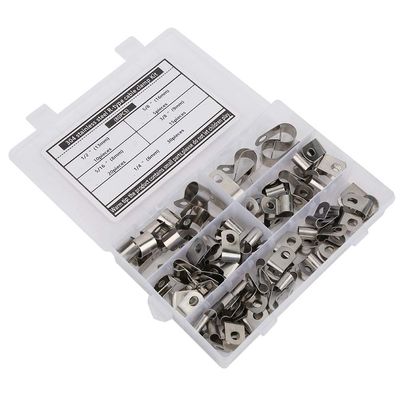 80PCs R Type Clip Cable Clamp Kit Hardware Parts 304 Less Steel 6-16mm Professional Accessories