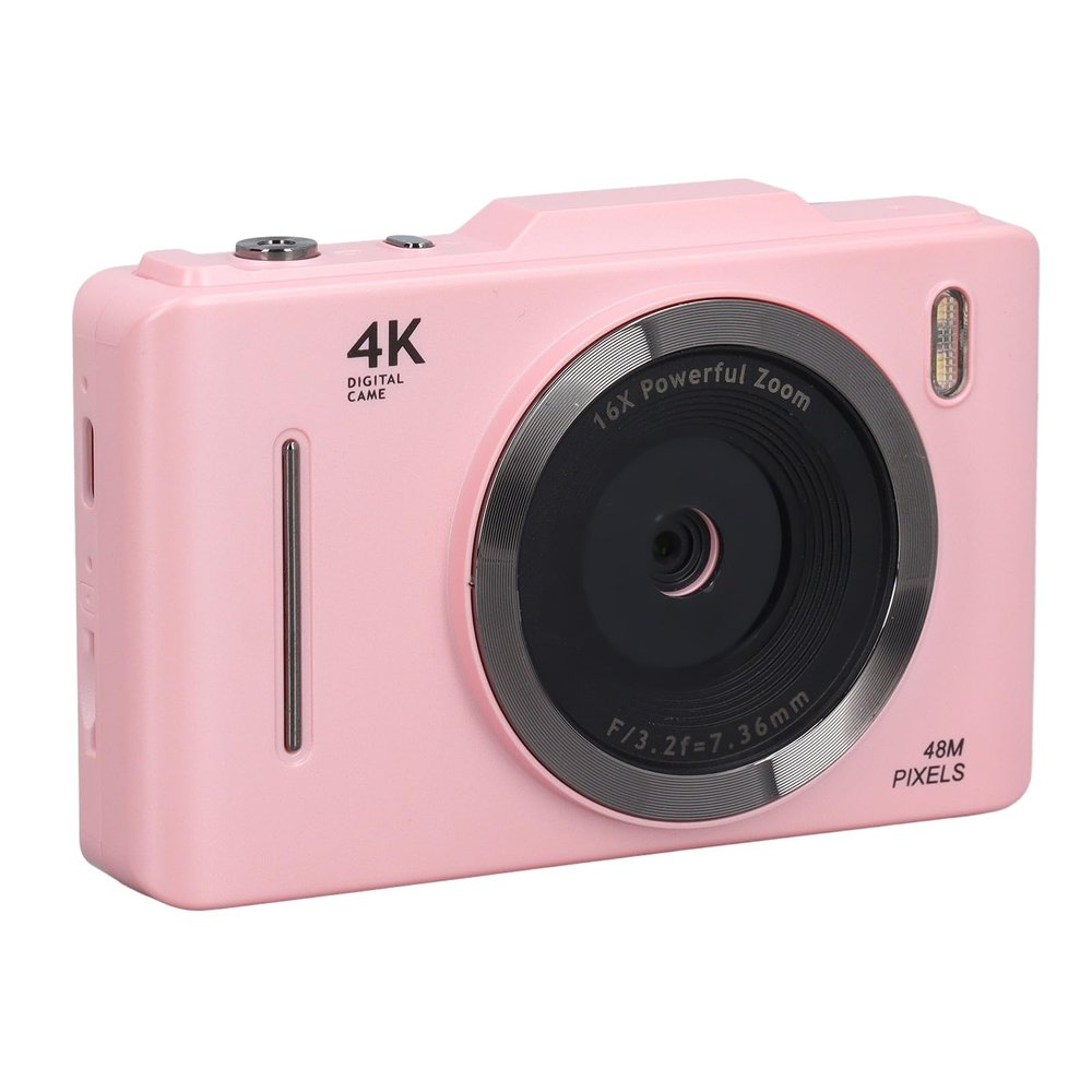 Tangxi Digital Camera 4K, 48MP 16X Digital Zoom Autofocus Camera with 2.8 inch Display Screen, Cute Portable Vlogging Video Camera for Travel, Students (Roseate)