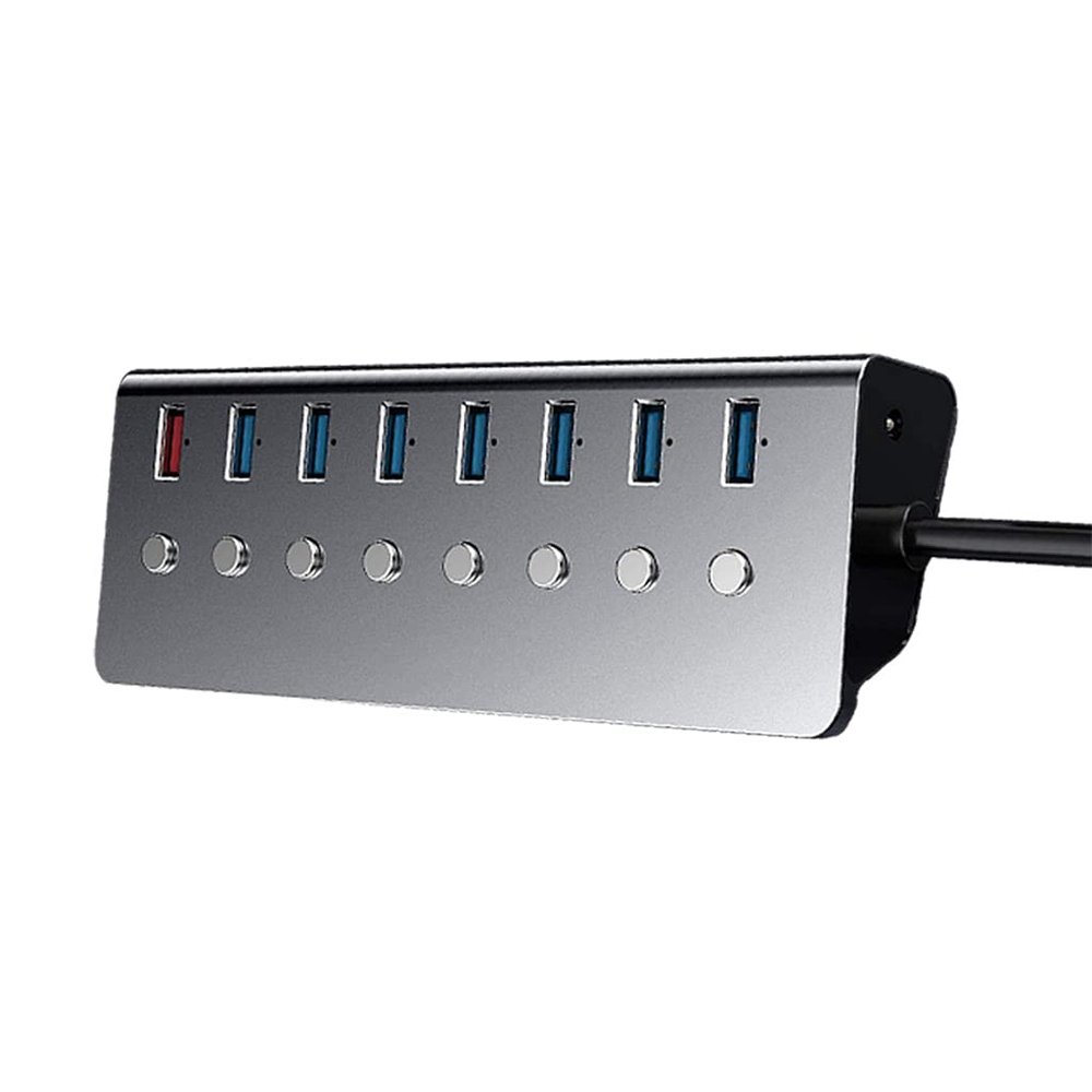 7 Ports USB HUB+1 Charging Port USB Extension with Switches 15W Adapter Support Splitter Computer Accessories