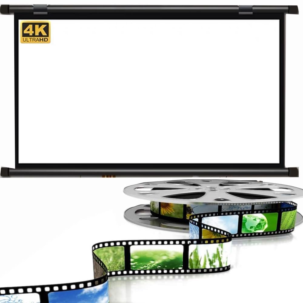 ZYXQQJ 60 Inch Pull Down Projector Screen, Wall Mounted Movie Screen, 4K HD Home Theater Projection Screen 16:9/4:3 Format(4:3,30inch)