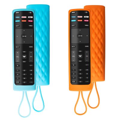 2 Pack Cover for Vizio Remote, Compatible with Vizio Remote Case XRT136 / XRT140 Series Universal Smart TV Control Replacement Silicone Skin SleeveSky Blue +Orange Not Glow