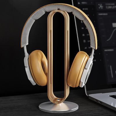 JevLoN Universal Headphone Stand for Desk, Solid Wood Headset Stand, Gaming Headphone Stand with Heavy Duty Metals Base for All Headphone Sizes(B)