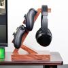 JevLoN Wooden Controller Stand with Headphone Holder, Wood Headphones Stand Holder Gamepad Holder, Controller & Headset Stand, for All Kinds of Game Controller and All Headphone Sizes(A) view 3
