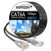 Cat6a Ethernet Cable Slim 200ft Outdoor&Indoor, 28AWG Pure Copper Cat6 Internet Cable for Waterproof & Direct Burial, Flexible Cat6 Ethernet Cable 10G 550MHZ, Cat 6 Network cable for Indoor Black view 1