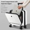 16 Inch Carry On Luggage with 2 Compartments for 14 & 15 Laptop, 16.14*8*17.12 Rolling Briefcase, Lightweight Hardshell ABS+PC Suitcase with Spinner Silent Wheels, for Business Trip, Milky White view 2