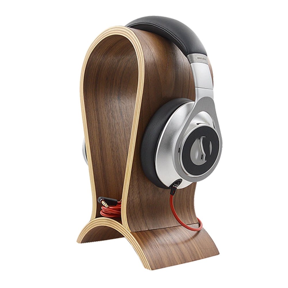 JevLoN Headphone Stand Wood, Headset Stand for Desk, Walnut Gaming Headphone Holder, Universal Headset Holder, Headphone Decoration Stand, for All Headphone Sizes(Walnut)