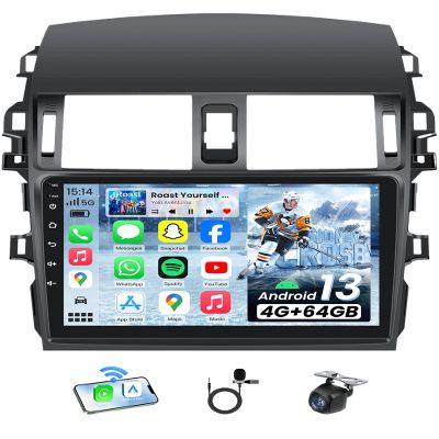 8Core 4+64G Car Radio for Toyota Corolla 2009-2013: Upgrade 9 Inch 1280x800P IPS Touchcreen Stereo with 5G-WiFi GPS Navigation CarPlay Android Auto Bluetooth FM 1080P Backup Camera SWC