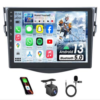 4Core + 64G ROM Upgrade Car Radio for Toyota RAV4 2007 2008 2009 2010 2011 2012: 9 inch 1280*800 HD Touchscreen Stereo with Wireless Carplay Android Auto 1080P Backup Camera Bluetooth GPS 5G WIFI FM