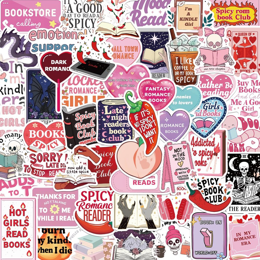 100pcs Kindle Bookish Book Stickers for Water Bottles Laptop Motorcycle IPAD Ebook Guitar Skateboard Graffiti Decals for Adults