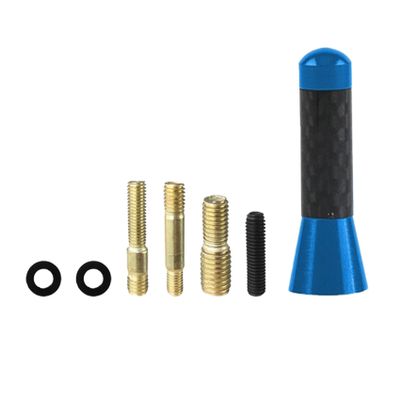 RGOAANC Car Short Antenna, Antenna for Truck, 1.37 inch Carbon Fiber A ntenna Kit with Screws, Universal Automotive Accessories Car Audio Antennas for AM/FM Radio Reception (Blue, 1.37 inches)