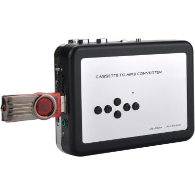 Cassette Tape Player, Portable USB Cassette To MP3 Converter with Headphone and Playback Function, Press The Play Button After Stopping To Check The File Just Recorded, Save To USB Flash Drive Direct
