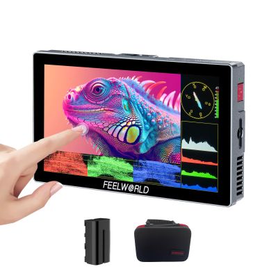 FEELWORLD P6X 5.5" DSLR Video Monitor Bundle with 1000nits Ultra-Bright Screen, 4K HDMI Input, 3D LUT Support, Aluminum Build + Battery & Carry Case for Outdoor/Indoor Shooting