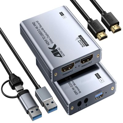 Fulfalic Video Capture Card, Audio Video Capture Card, USB 3.0 Capture Card 4K HDMI Loop-Out, 1080P 60FPS/2K 30FPS Videogame Capture for Streaming, Works forPS5/Switch/Camera/PC