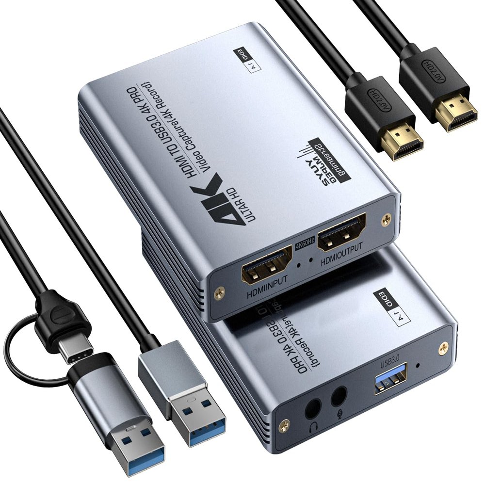 Fulfalic Video Capture Card, Audio Video Capture Card, USB 3.0 Capture Card 4K HDMI Loop-Out, 1080P 60FPS/2K 30FPS Videogame Capture for Streaming, Works forPS5/Switch/Camera/PC