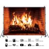 10x8ft Fireplace Backdrop Burning Woods Flaming Fireplace Photography Background Outdoor Camping Travel Barbecues Party Christmas Fireplace Portrait Decorations Photo Booth Props view 2