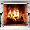 10x8ft Fireplace Backdrop Burning Woods Flaming Fireplace Photography Background Outdoor Camping Travel Barbecues Party Christmas Fireplace Portrait Decorations Photo Booth Props view 3