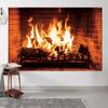 10x8ft Fireplace Backdrop Burning Woods Flaming Fireplace Photography Background Outdoor Camping Travel Barbecues Party Christmas Fireplace Portrait Decorations Photo Booth Props view 4
