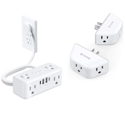 Bundle - 2 Items: TROND 20W USB C Power Strip Surge Protector 5ft & Multi Plug Outlet Extender 2 Pack
