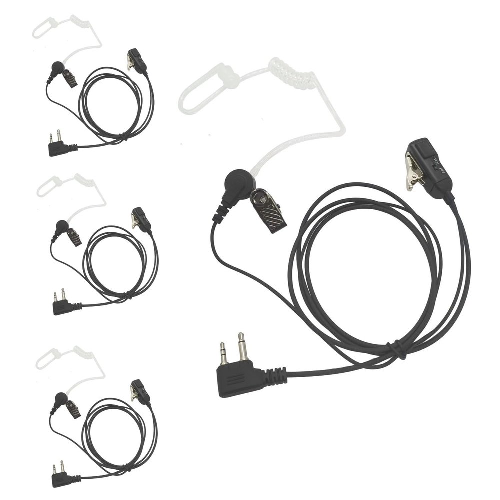 PZYPYM 2 Pin Security Ear Piece Walkie Talkie Surveillance Headset Transparent Acoustic Clear Tube Earphone with Ptt Vox for Midland Avph3 gxt FRS gmrs x talker lxt600pa t51r br200 2-Way Radio(4Pack)