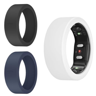 MAKCPOIMER 3/6 Pack Ring Cover for RingConn Gen 2 Air, Elastic Silicone Ring Protector for RingConn Gen 2/1 Working Out Accessories Men Women (3P-Black+Blue+White, S (7/8/9/10/11))