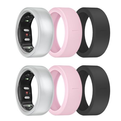 MAKCPOIMER 3/6 Pack Ring Cover for RingConn Gen 2 Air, Elastic Silicone Ring Protector for RingConn Gen 2/1 Working Out Accessories Men Women (6P-2Pink+2Clear+2Black, L (12/13/14))