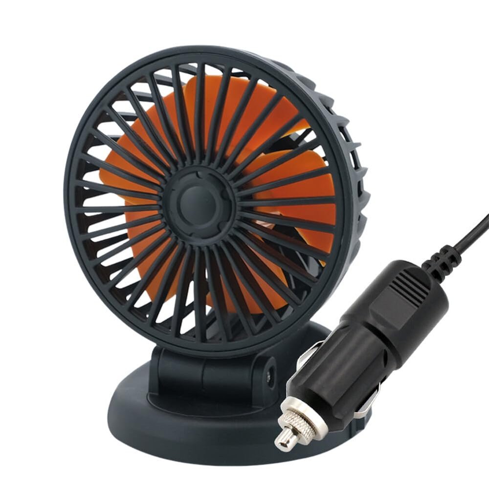 EUBUY Car Fan 24V Cigarette Lighter Single Head Fan Portable Small Electric Cooling Fan360 Rotating Car Cooler Fan 2 Speeds Strong Wind Cooling Air Fan for Car SUV Vehicle Truck Van