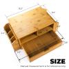 Hiceeden 2 Tier Bamboo Desktop Organizer, Desk Monitor Stand Riser with 1 Drawer and 2 Pen Holder, 2 Compartment Computer Desk Storage Organizer for Laptop, Printer view 2