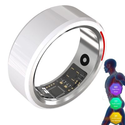 HFDJRWK Rechargeable Smart Ring Health Tracker with Sos Function, Sleep Ring, Body Movement Monitor(Silver,13#)