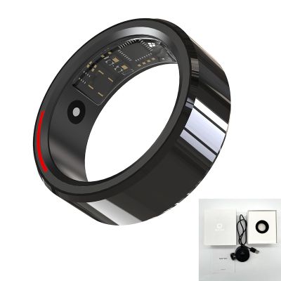 HFDJRWK Smart Ring Heart Rate/Sleep/Blood Oxygen Monitoring No Need to Subscribe to The App with Sos Function Compatible with iOS and Android(Black,12#)