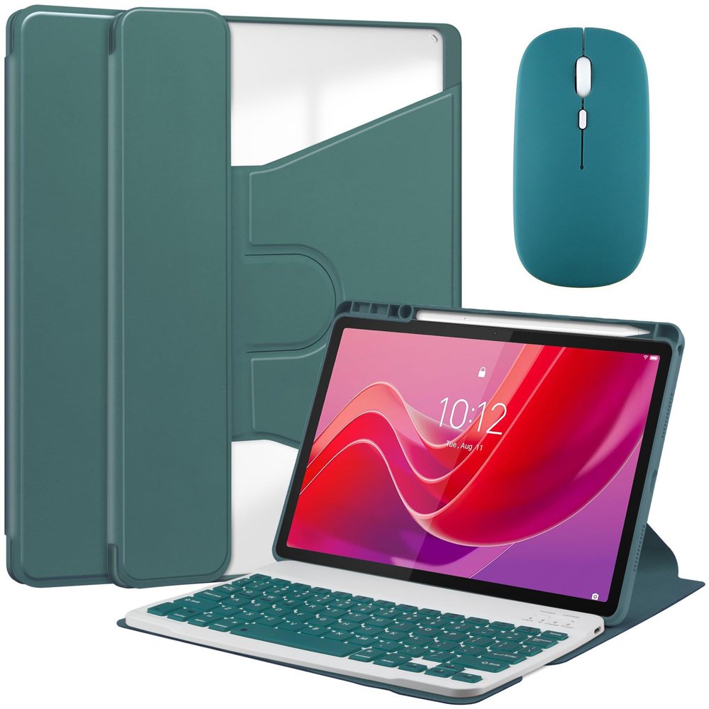 Aidashine Keyboard Case for Lenovo Tab M11 (TB-330FU/330XU) 11",Rotating Case, 7 Color Backlit, Detachable Bluetooth Keyboard with Pencil Holder,Green