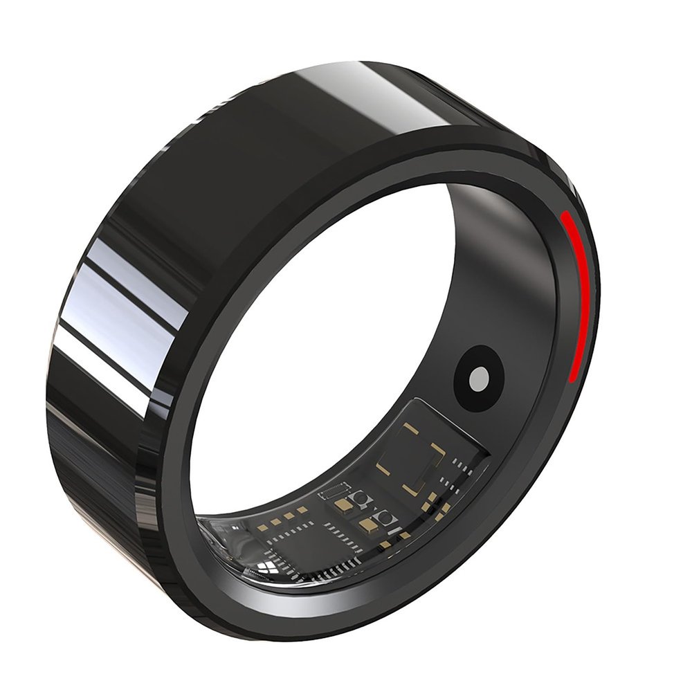 HFDJRWK Smart Ring Compatible with iOS and Android 7-Day Battery Life Activity and Sleep Tracker/Stress/Heart Rate Monitor, Waterproof(Black,11#)