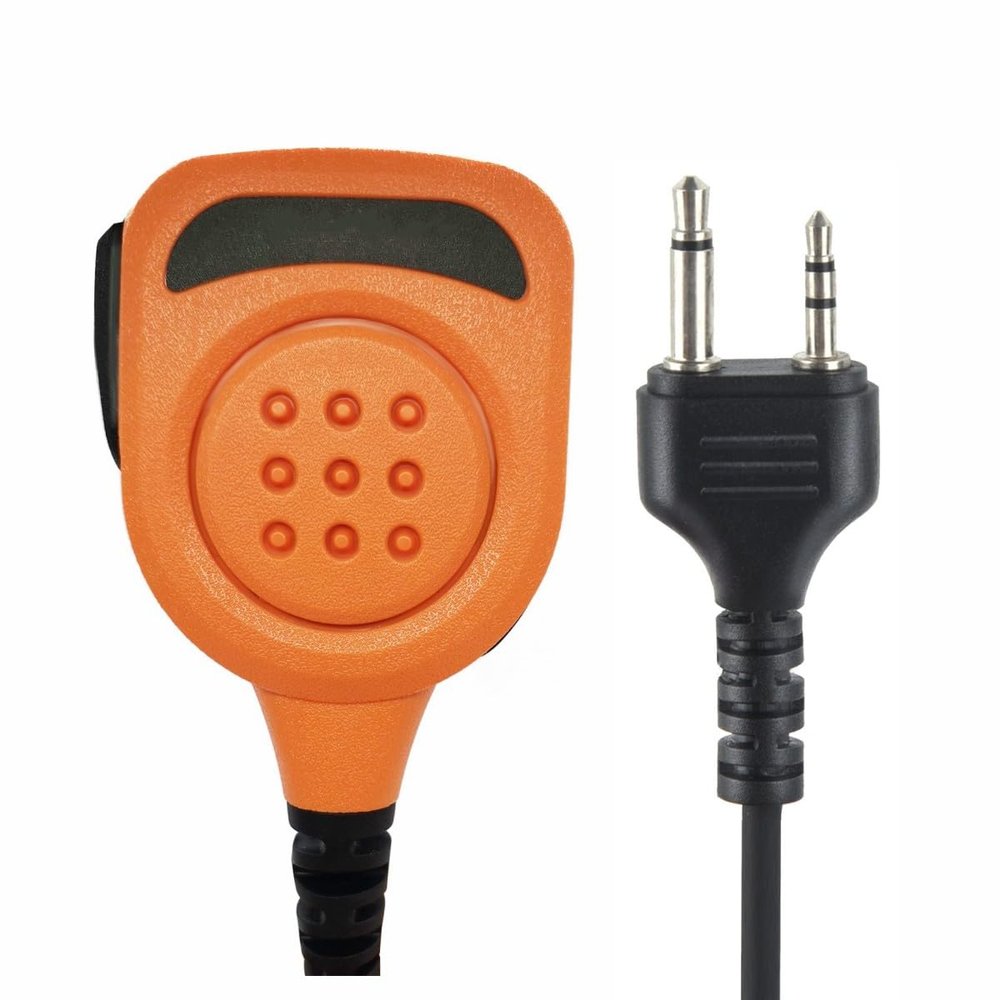 PZYPYM Radio Speaker Mic Shoulder Lapel Hand Microphone with 3.5mm Audio Jack Walkie Talkie Hands Free Mikes for Midland Two Pin GTX 1000 mxt275 lxt gmrs 75 785(Orange,IP65 Waterproof)