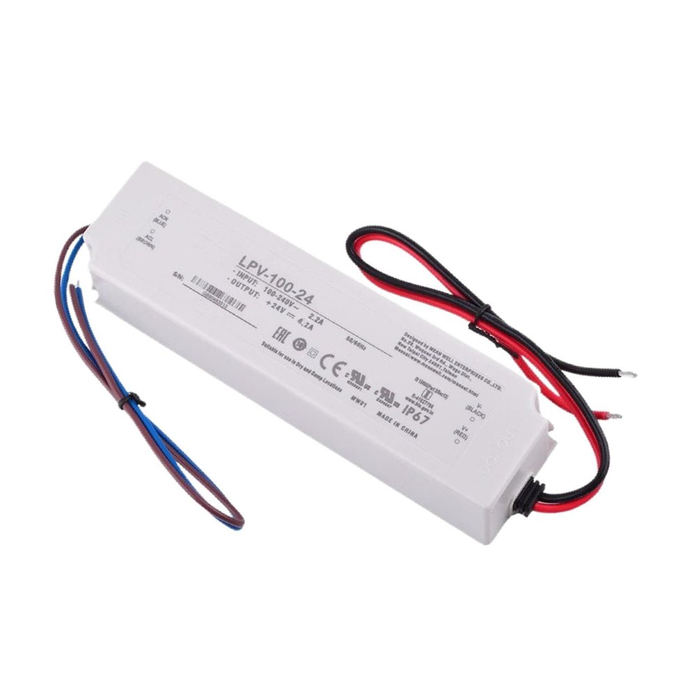 TorqCali LPV-100-24 (100.8W/24V/4.2A) Cost-effective LED Waterproof Power Supply, White