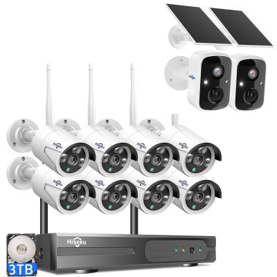 16CH 8pcs Wireless Pro Security Camera System+2pcs Solar Security Camera