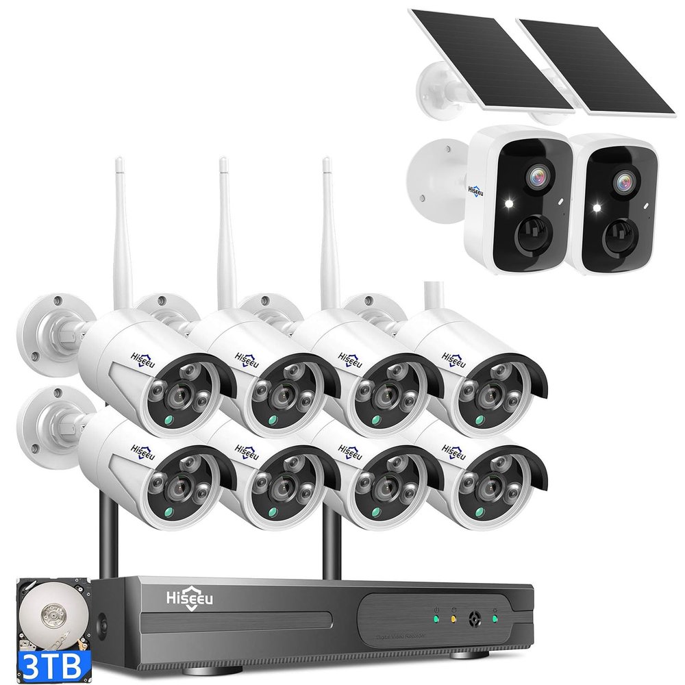 16CH 8pcs Wireless Pro Security Camera System+2pcs Solar Security Camera