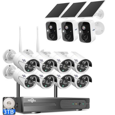 16CH 8pcs Wireless Pro Security Camera System+3pcs Solar Security Camera