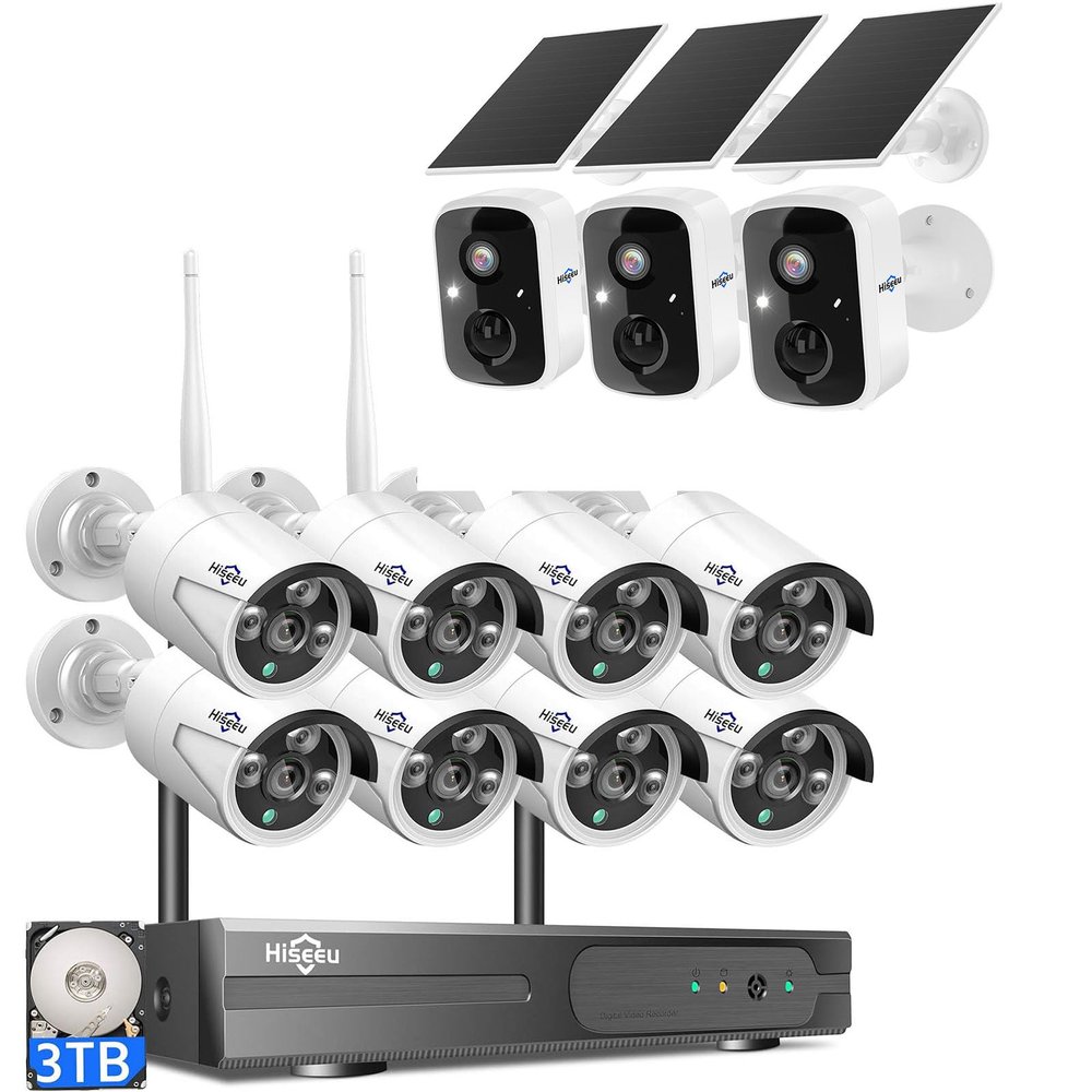 16CH 8pcs Wireless Pro Security Camera System+3pcs Solar Security Camera