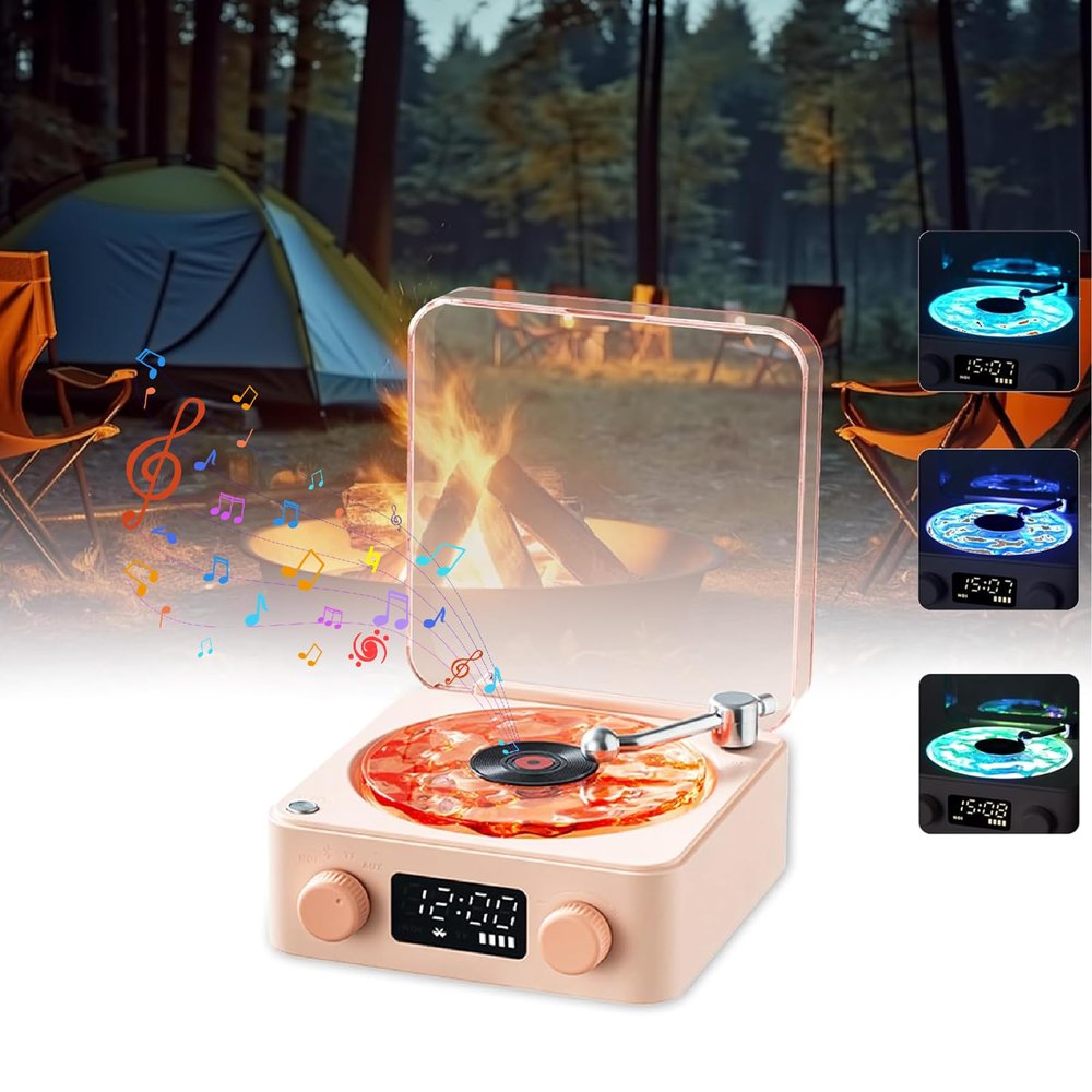 The Waves Player, Waves Bluetooth Speaker, Creative Vintage Record Player Style Speaker with Adjustable Ambient Light for Bedroom, Sound White Noise Waves Speaker