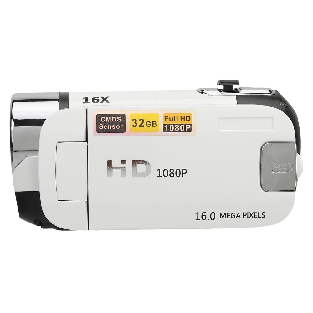 ZJchao Digital Camcorder, 1080P 16MP, 16X Zoom, HD Video, Fill Light, Rotatable Screen, Selfie Vlogging Camera for Festive (White)
