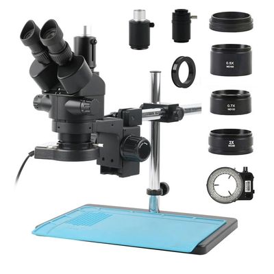 ERoomQ Microscope Accessories Kit 3.5X 7X 45X 90X Industrial Lab Simul Focal Adjustable Stereo Microscope Trinocular Microscope Set for PCB SMD Soldering Repair Microscope Slides