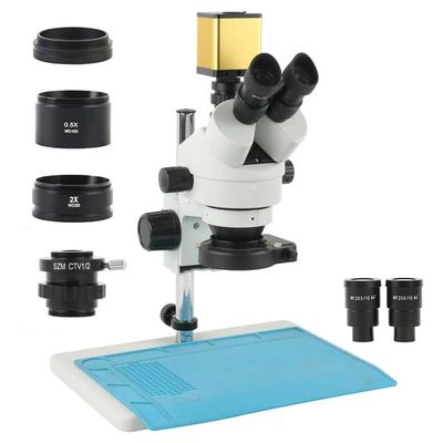 ERoomQ Microscope Accessories Kit 3.5X 7X-45X 90X 180X Simul-Focus Parfocal Trinocular Stereo Microscope 40MP 4K HDMI USB Video Camera Microscope Slides