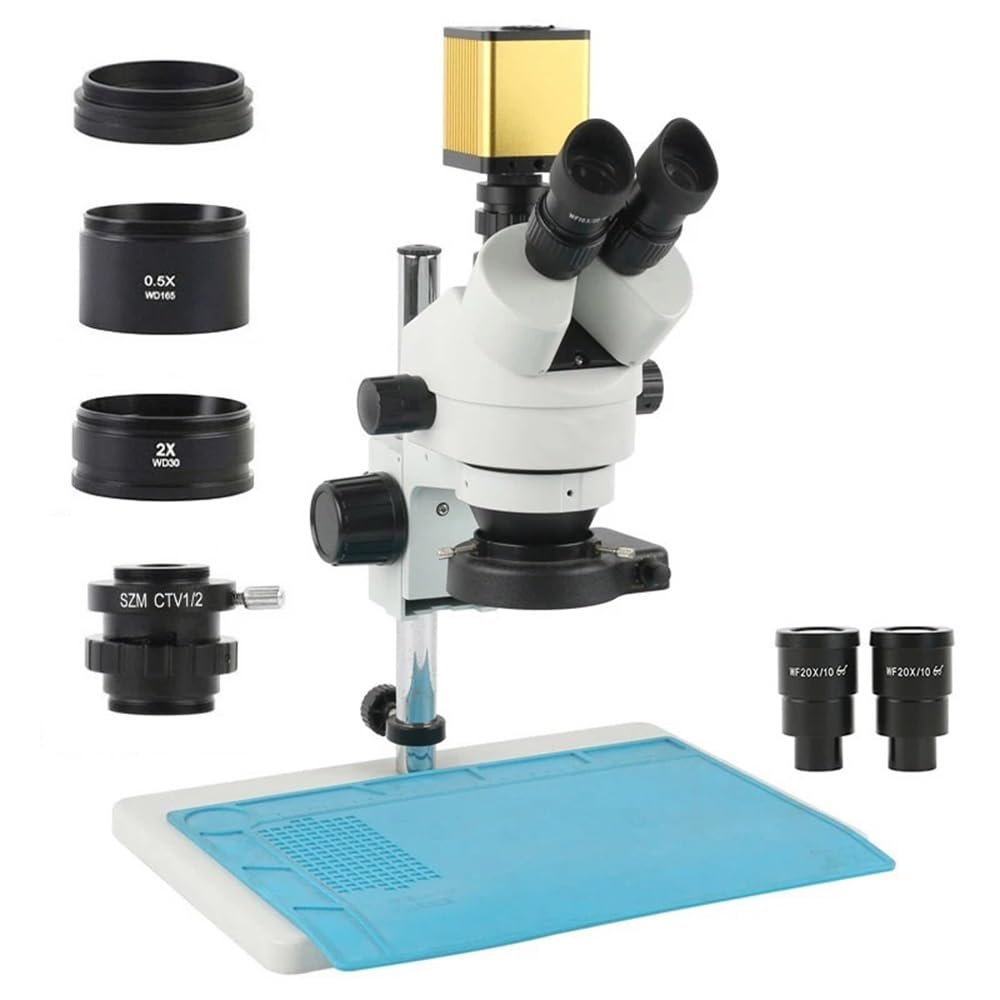 ERoomQ Microscope Accessories Kit 3.5X 7X-45X 90X 180X Simul-Focus Parfocal Trinocular Stereo Microscope 40MP 4K HDMI USB Video Camera Microscope Slides