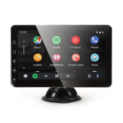 AUCOMM 7 Portable Carplay Screen for Car Supports Wireless Connection with Carplay, Android Auto and Mirror, IPS Touchscreen Dash Mount Carplay for All Vehicles