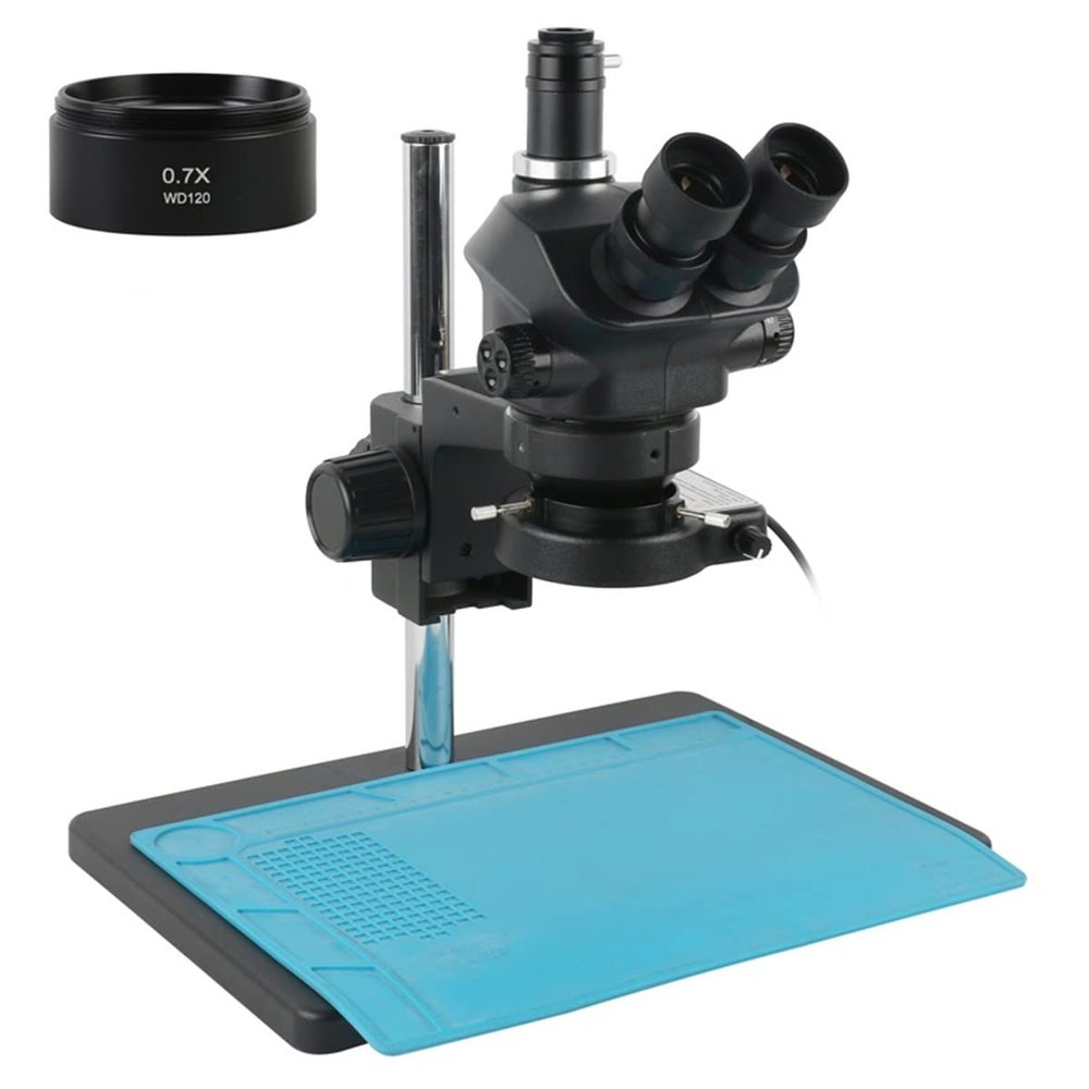ERoomQ Microscope Accessories Kit 7X -50X Continuous Zoom Trinocular Stereo Microscope Head Sets with Eyepiece 0.5X 0.7X Objective Lens Microscope Slides
