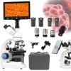 ERoomQ Microscope for Adults Kids, Compound Trinocular Microscope,30000x/50000x/70000x Magnification Microscope- 7" Display Screen view 1