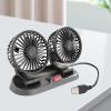 DirectNine Basics Truck Fan Double Head Fan Multipurpose 360 Rotation 2 Speed Auto Cooling Fan USB Interface Vehicle Fan for SUV Car Dashboard, 22cmx11cmx16cm, Black view 2