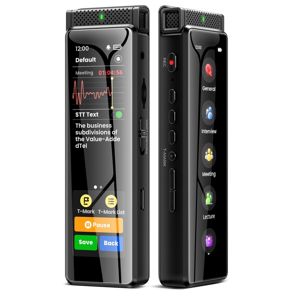 136GB Digital Voice Recorder with Playback, Innioasis R1 Full Touchscreen Voice Recorder with Bluetooth, Voice Activated Sound Audio Recorder Device with Mic (Black)